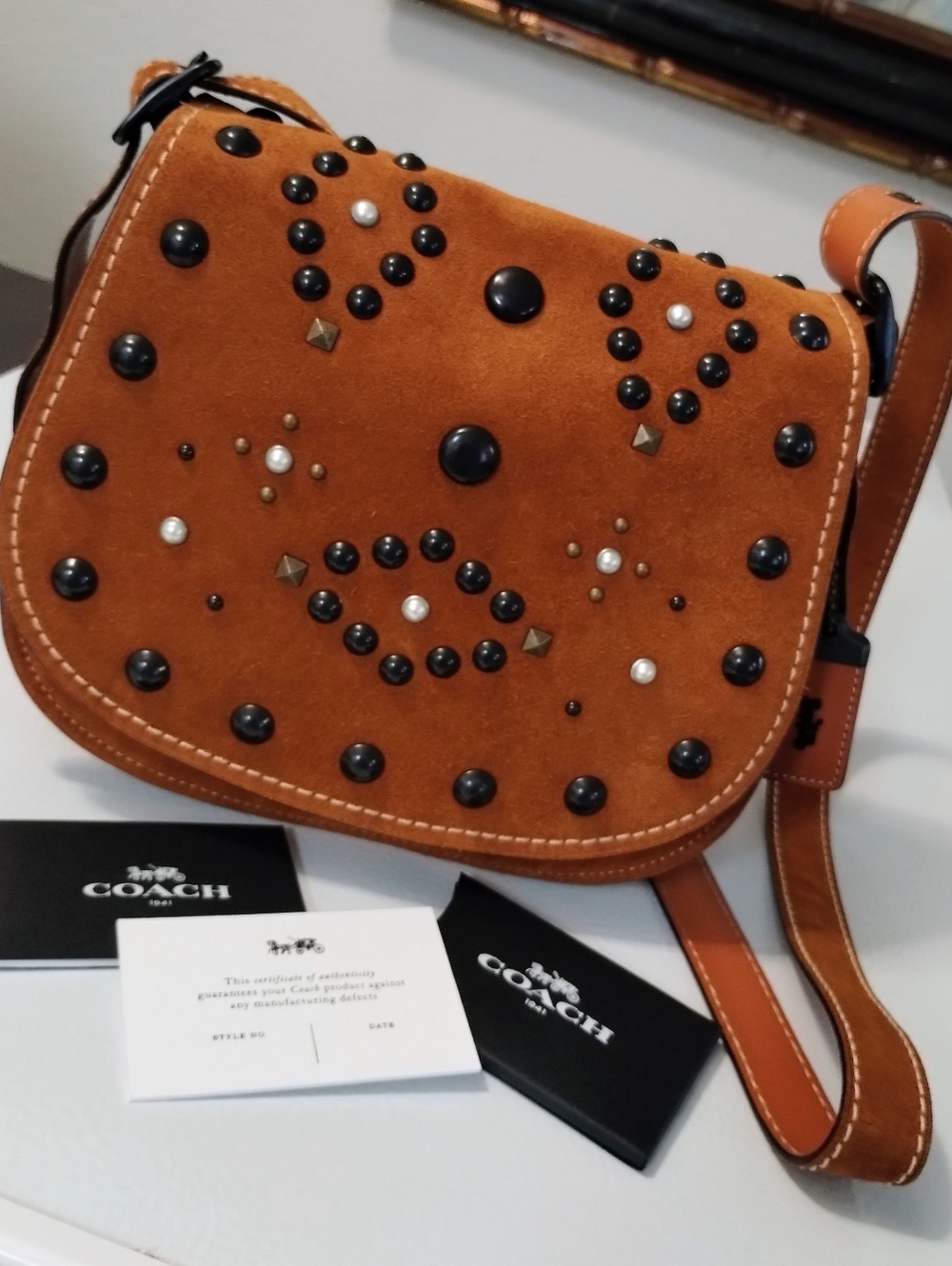 Coach 1941 Suede Saddle Bag 17 W/ Western Rivets